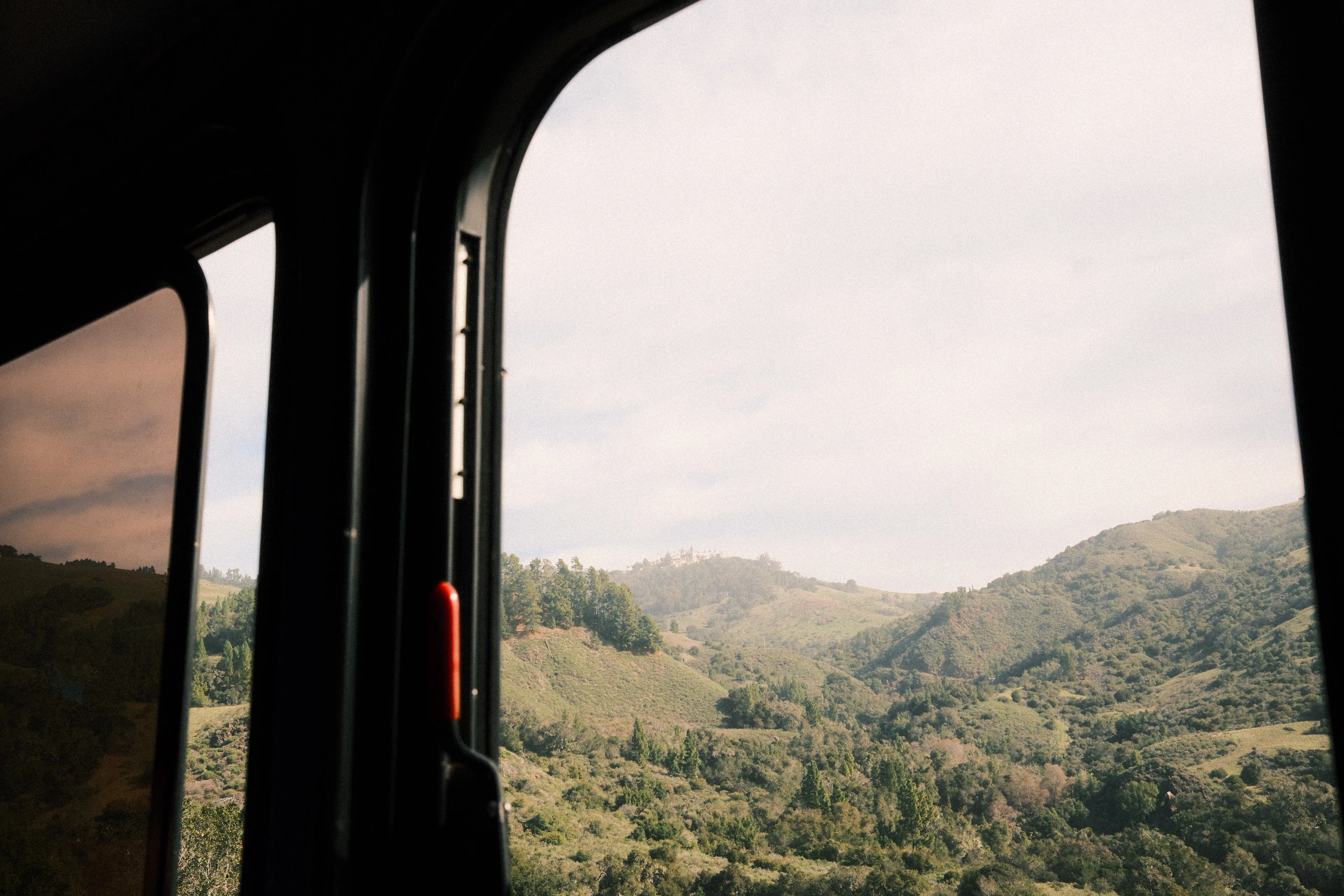 Hearst Castle in the distance from the bus