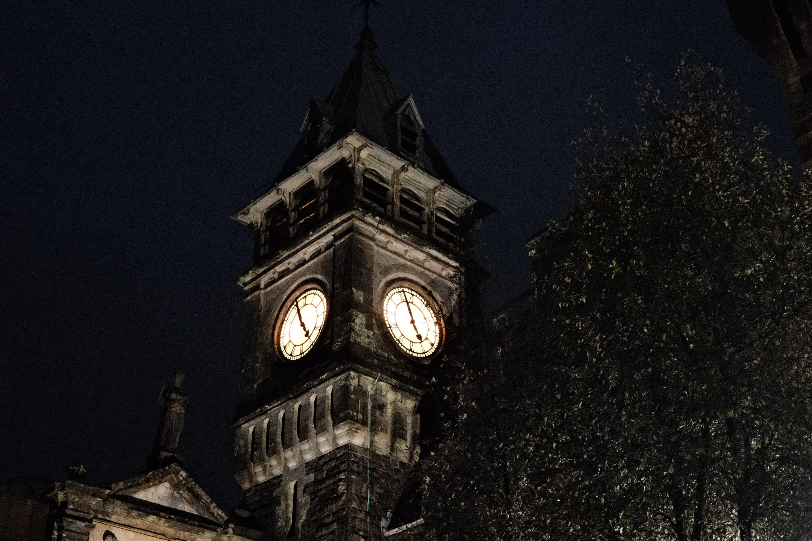 Clock tower at night