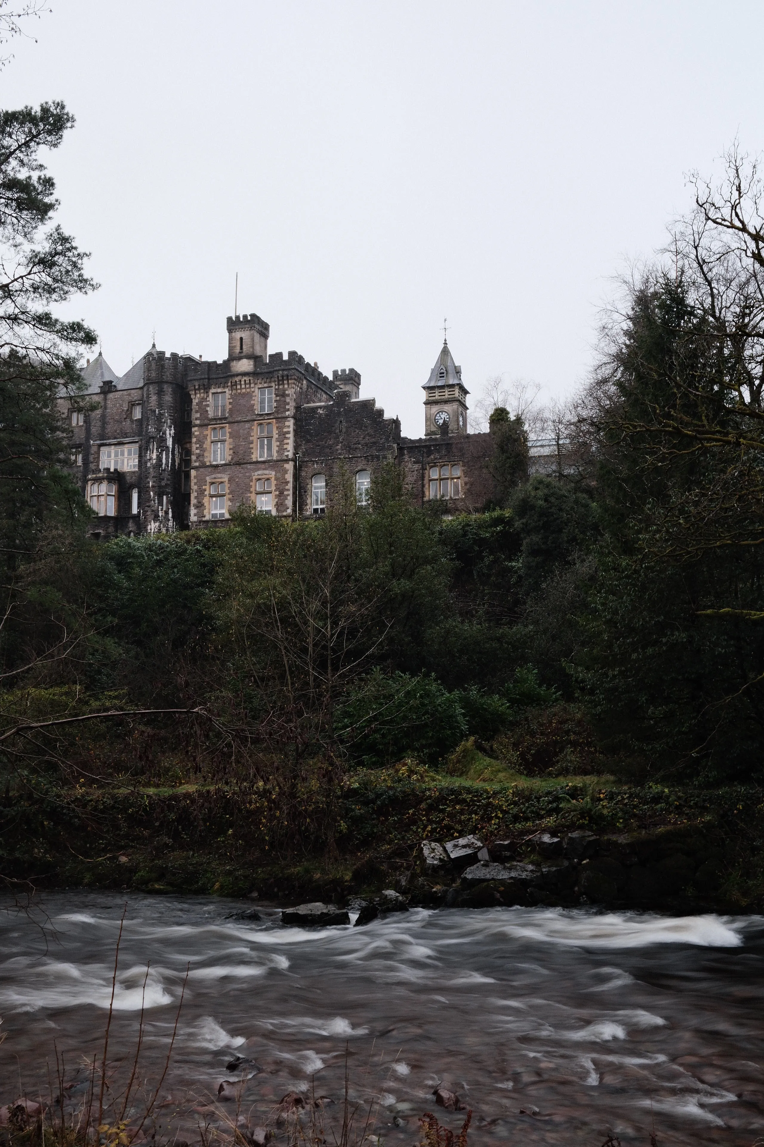 Craig-y-Nos Castle above the river