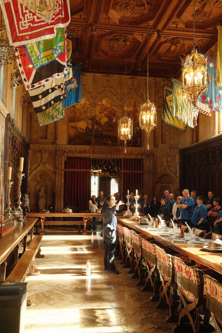 Tour group in the dining hall